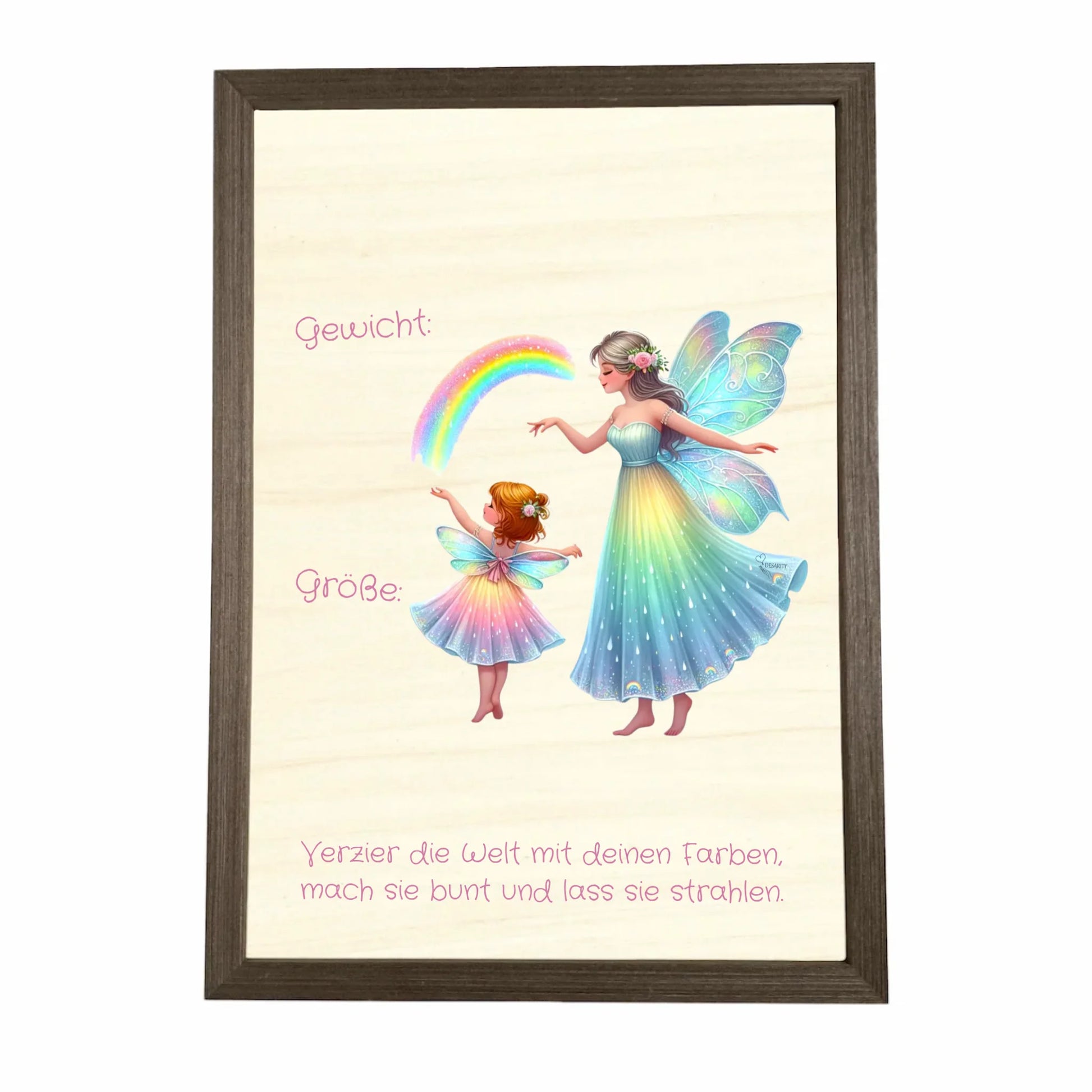 Geburtstafel aus Holz gerahmt