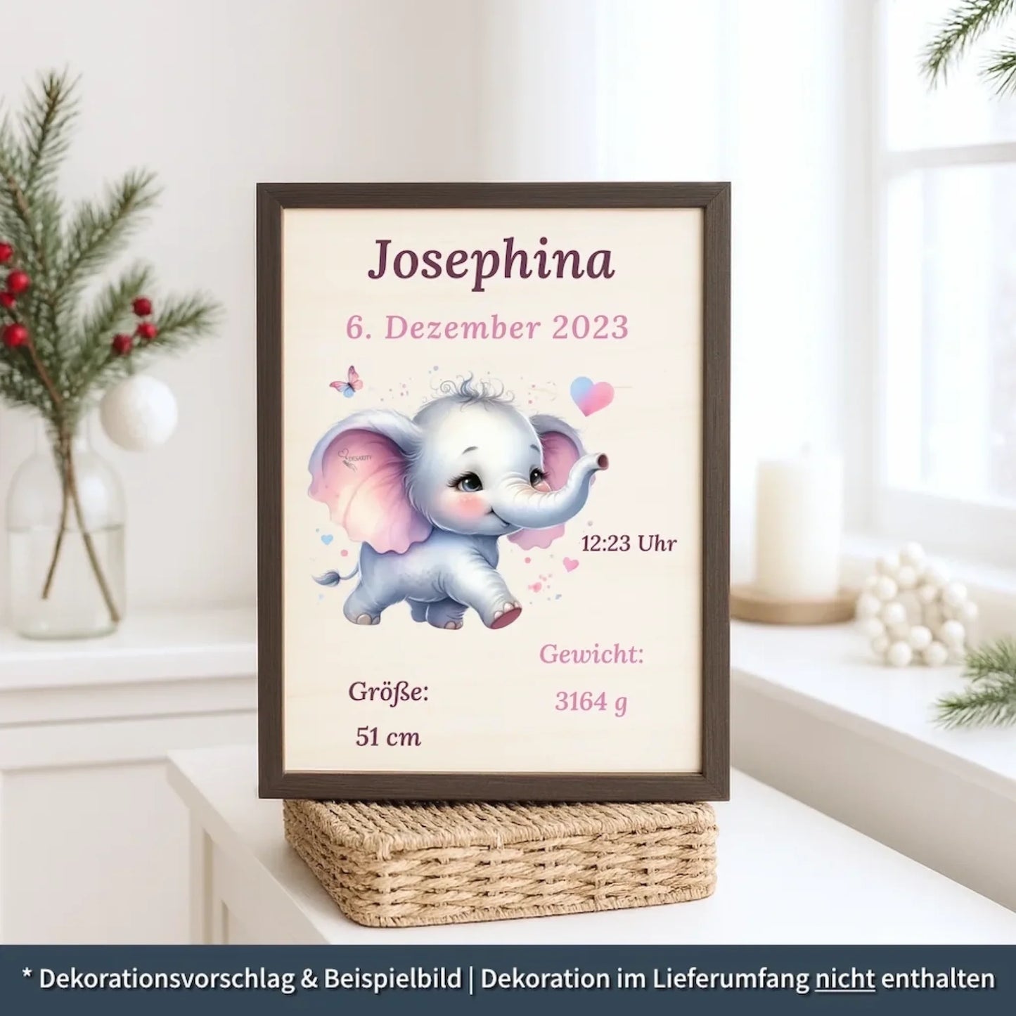personalisierte Geburtstafel Holz - personalisiertes Weihnachtsgeschenk für Babys