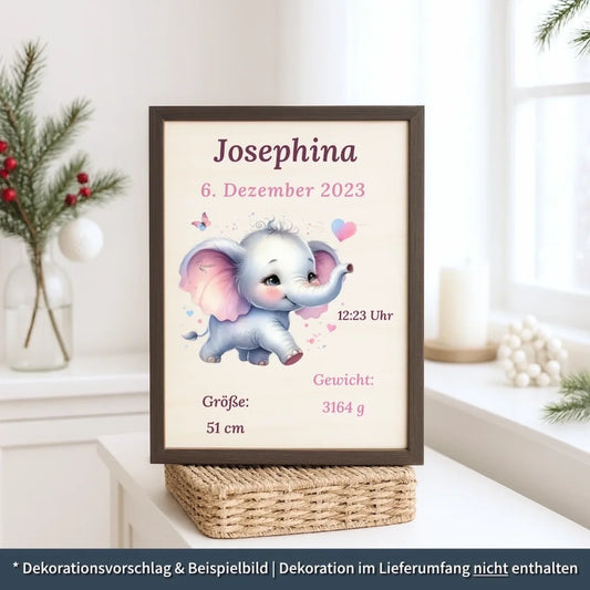personalisierte Geburtstafel Holz - personalisiertes Weihnachtsgeschenk für Babys