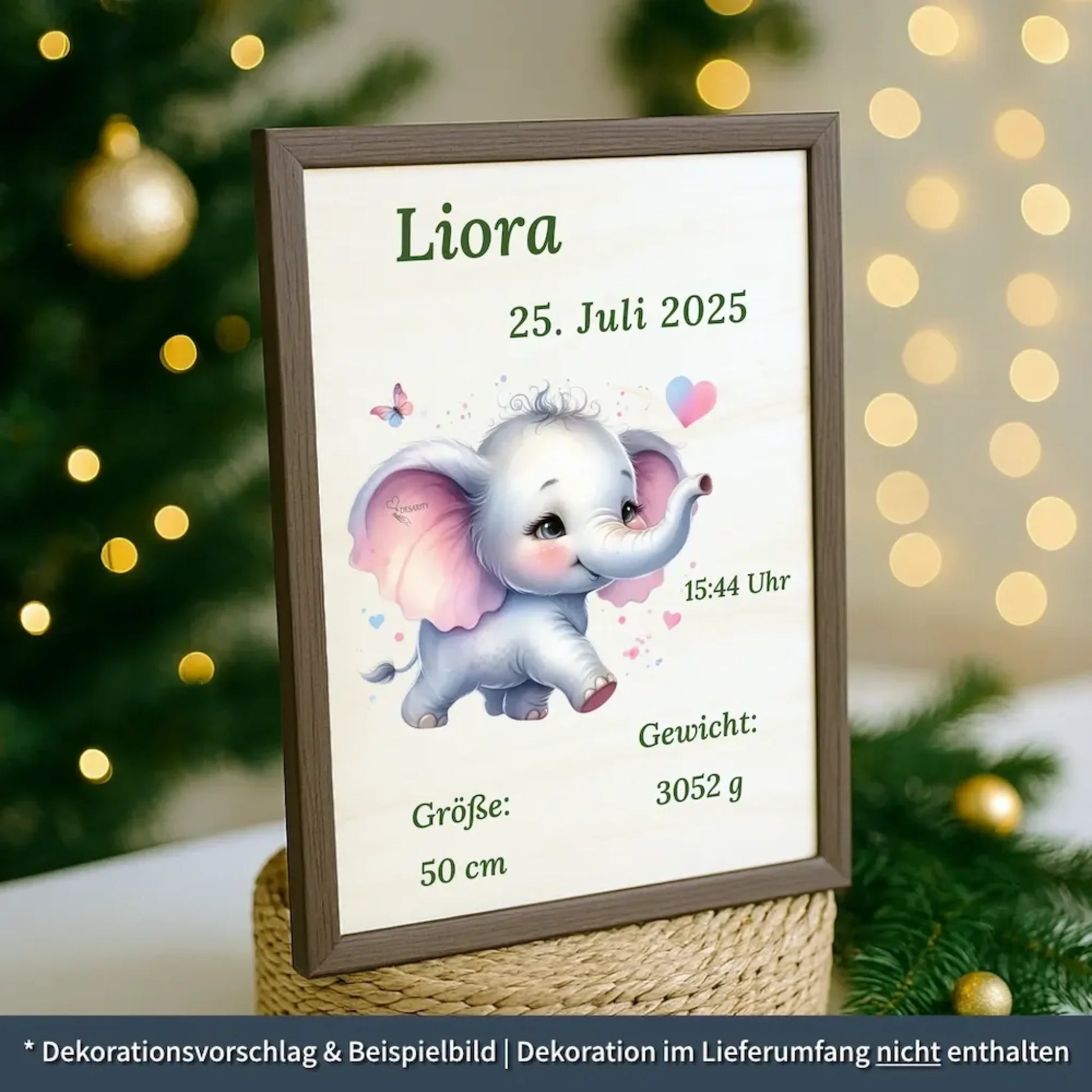 personalisierte Geburtstafel Holz - personalisiertes Weihnachtsgeschenk für Babys