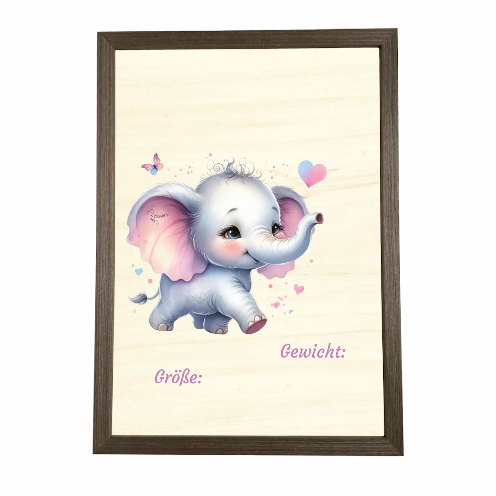 Geburtstafel aus Holz gerahmt