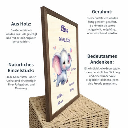 personalisierte Geburtstafel Holz