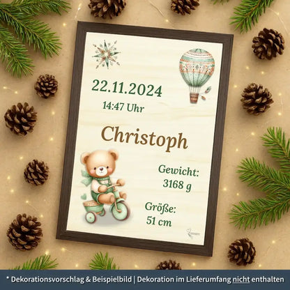 personalisierte Geburtstafel Holz - personalisiertes Weihnachtsgeschenk für Babys