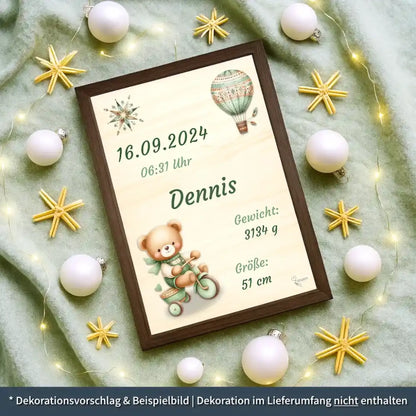 personalisierte Geburtstafel Holz - personalisiertes Weihnachtsgeschenk für Babys