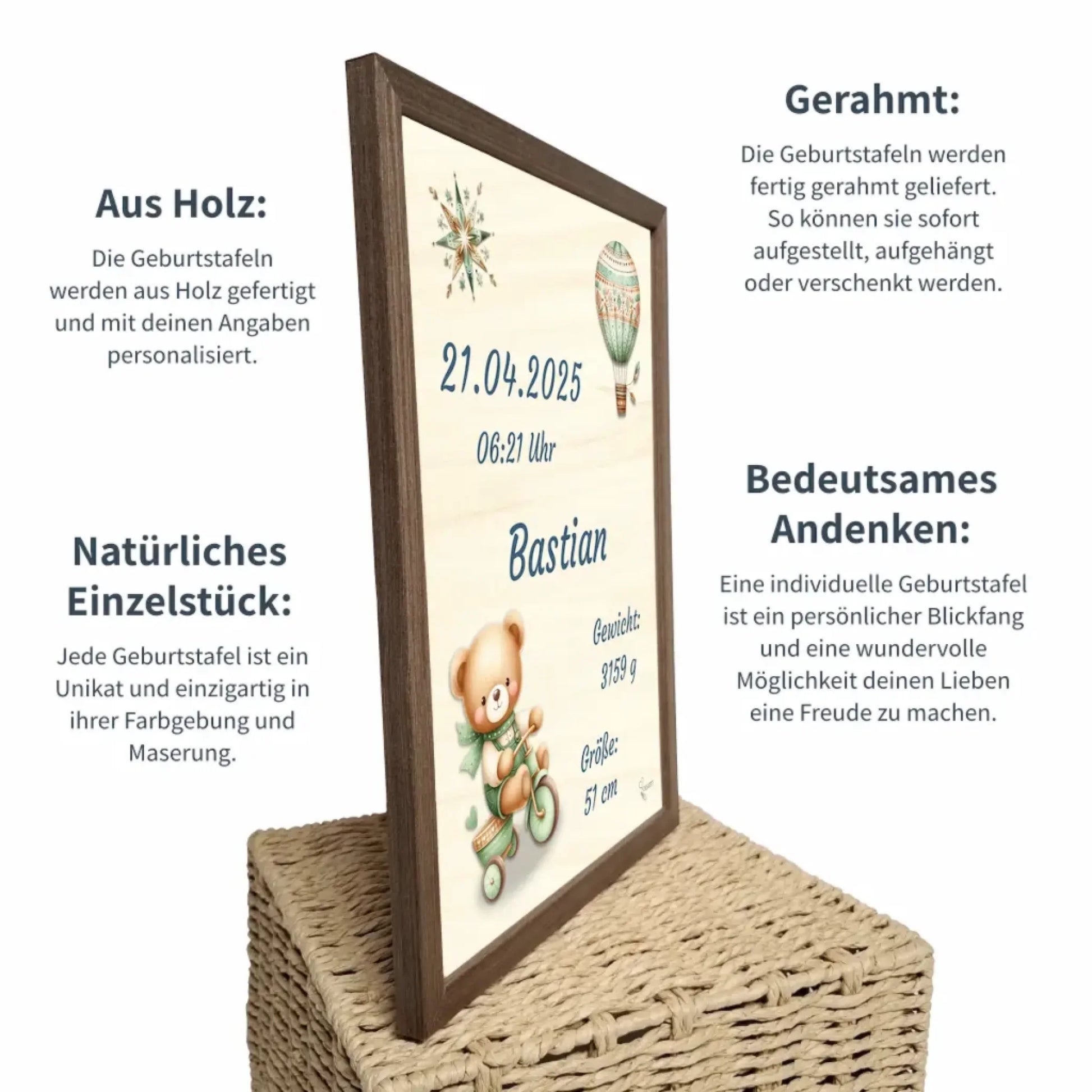 personalisierte Geburtstafel Holz