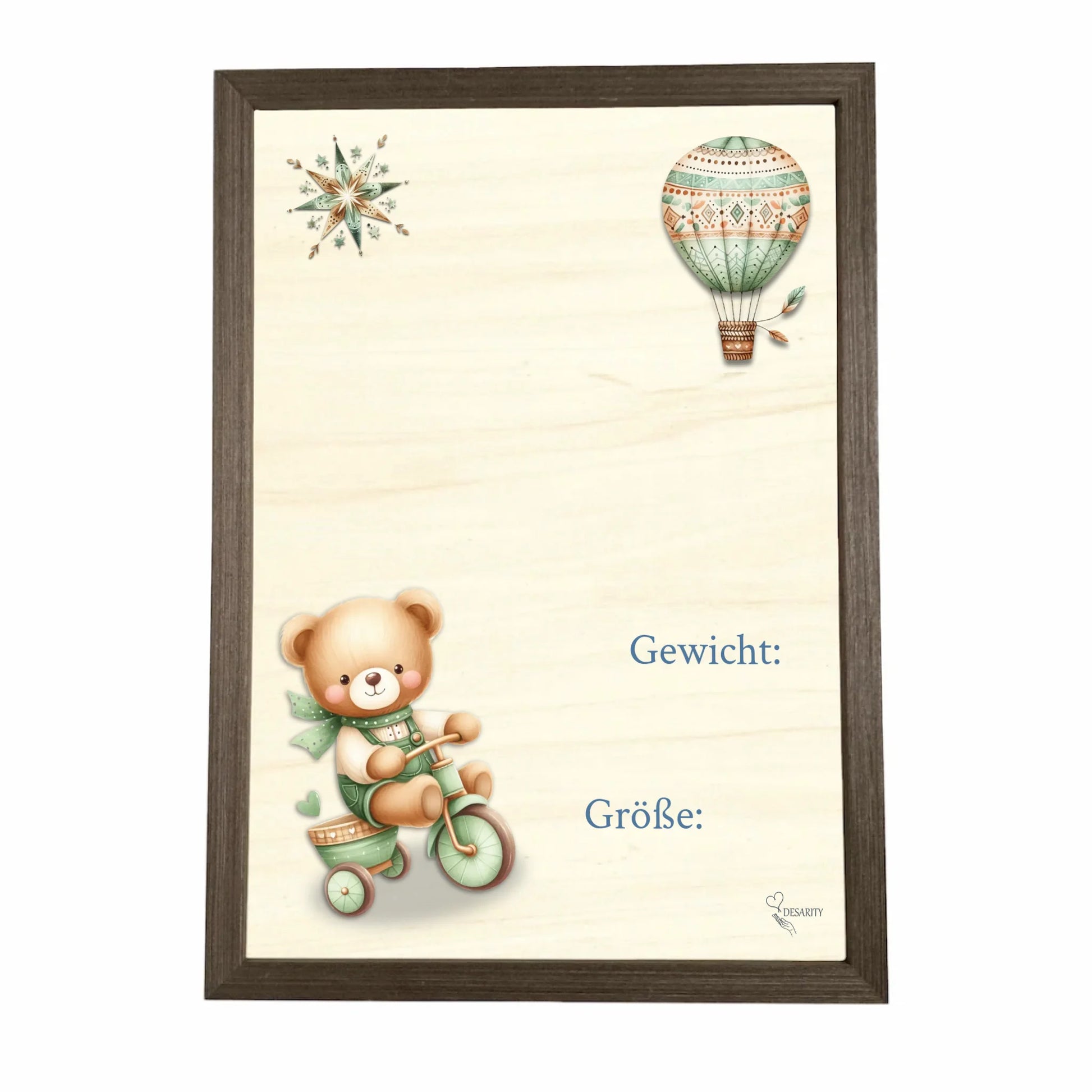 Geburtstafel aus Holz gerahmt