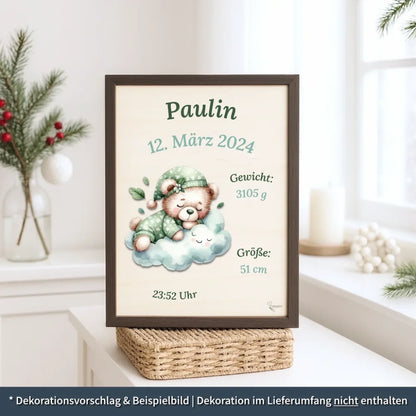 personalisierte Geburtstafel Holz - personalisiertes Weihnachtsgeschenk für Babys