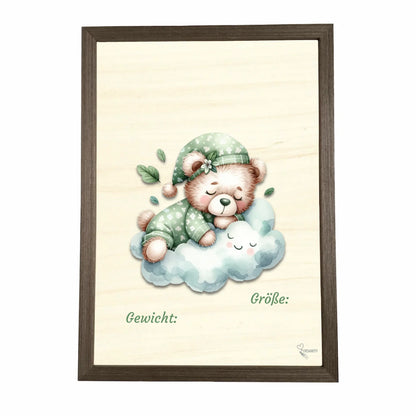 Geburtstafel aus Holz gerahmt
