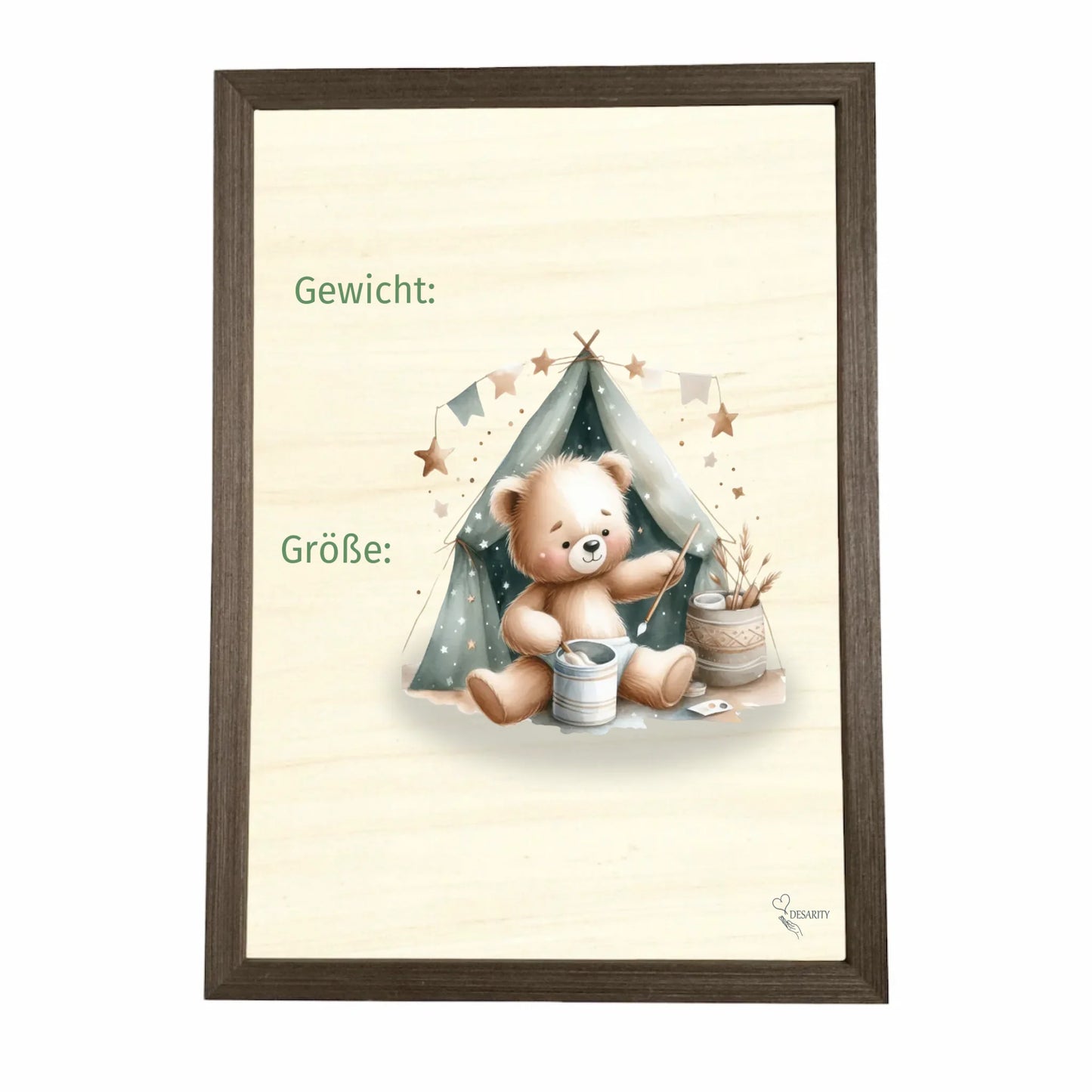 Geburtstafel aus Holz gerahmt