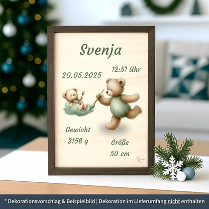 personalisierte Geburtstafel Holz - personalisiertes Weihnachtsgeschenk für Babys
