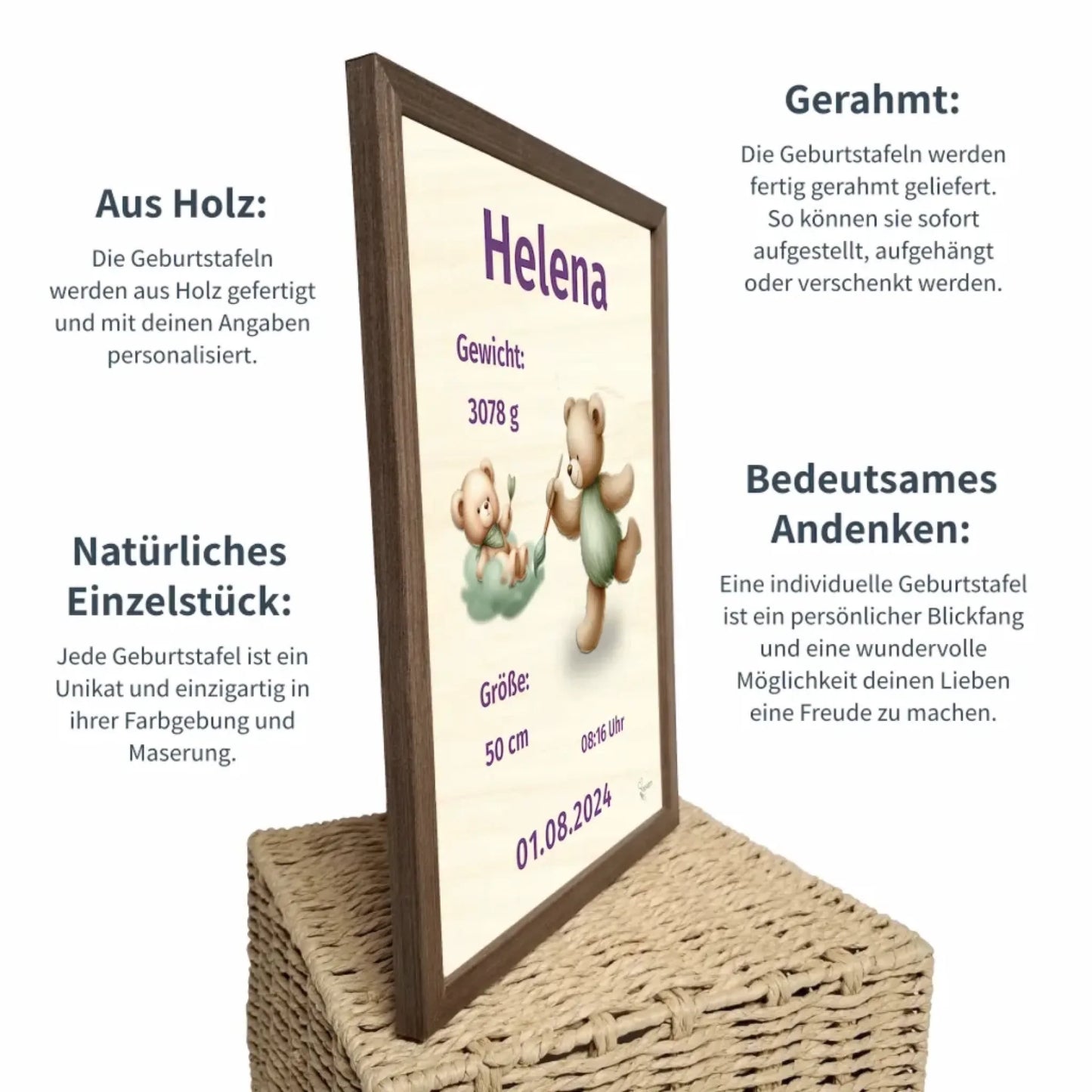 personalisierte Geburtstafel Holz