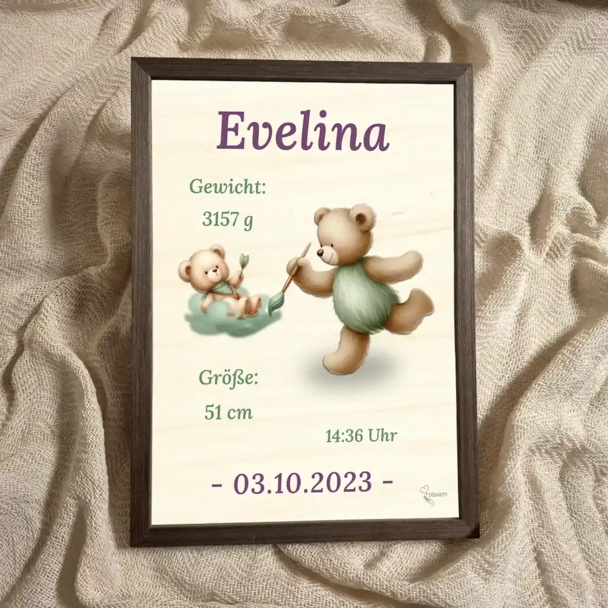 personalisierte Geburtstafel Holz