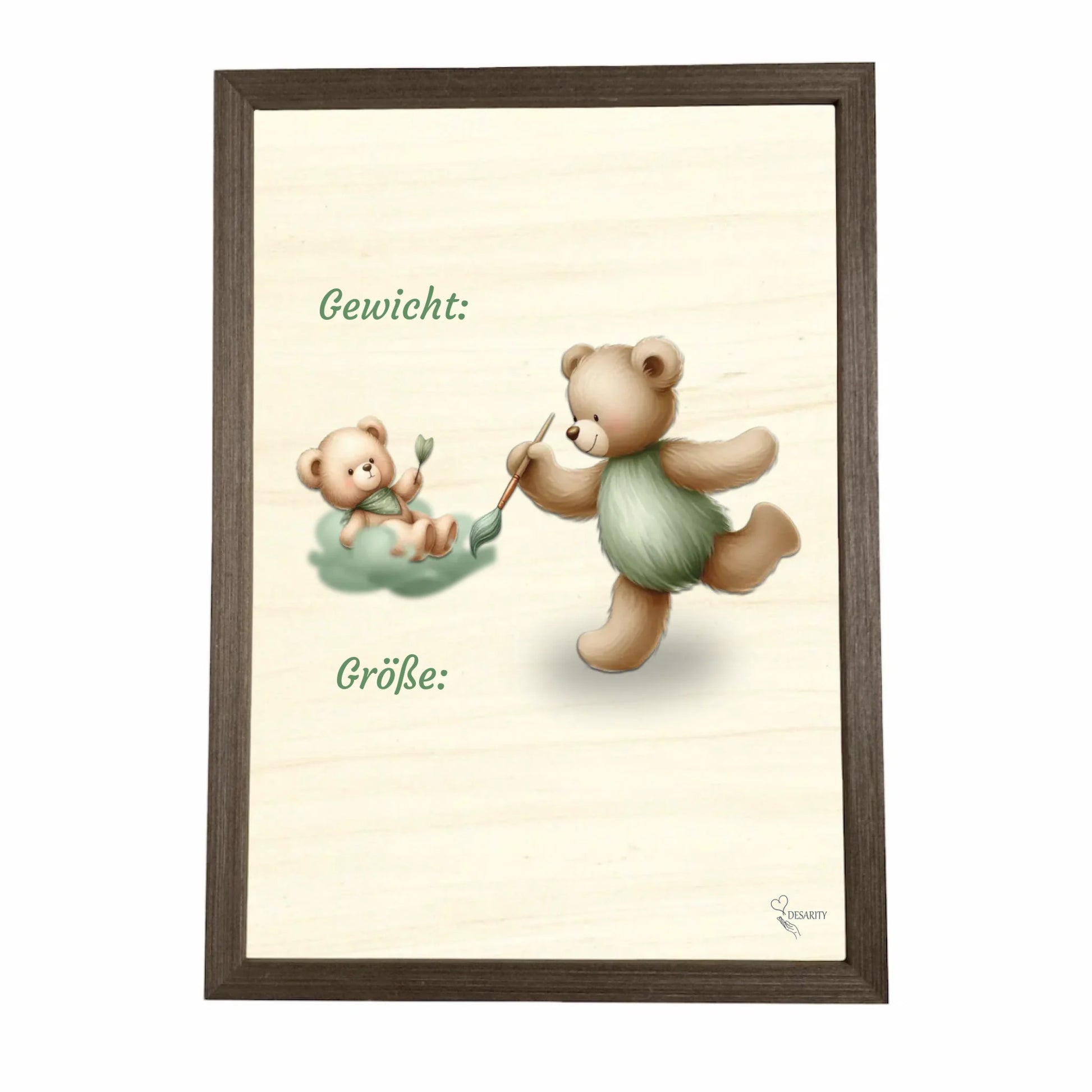 Geburtstafel aus Holz gerahmt