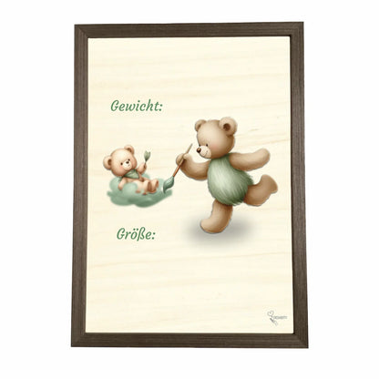 Geburtstafel aus Holz gerahmt