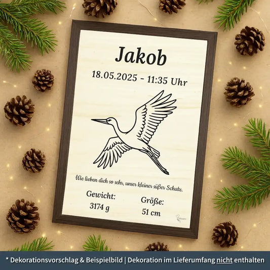 personalisierte Geburtstafel Holz - personalisiertes Weihnachtsgeschenk für Babys