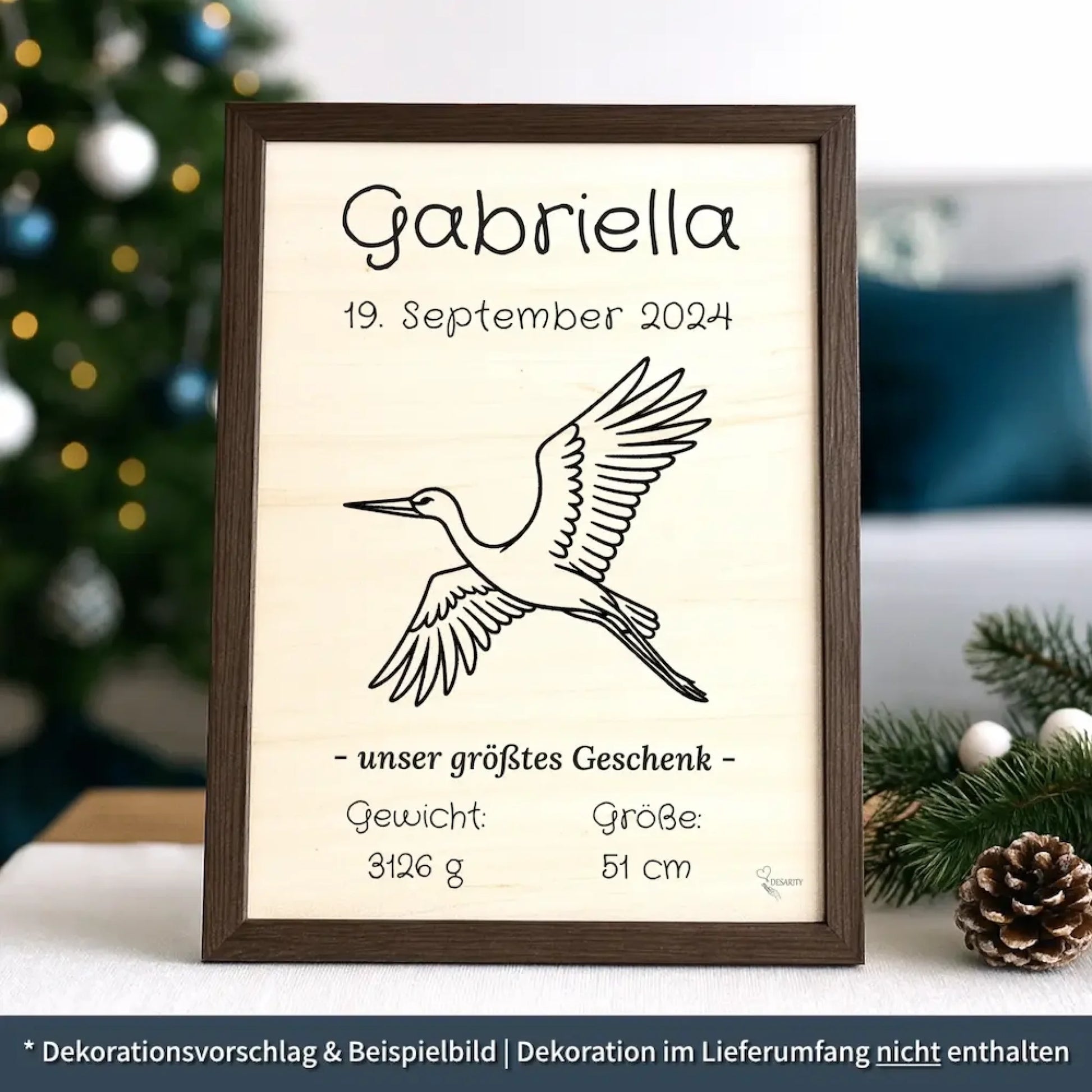 personalisierte Geburtstafel Holz - personalisiertes Weihnachtsgeschenk für Babys