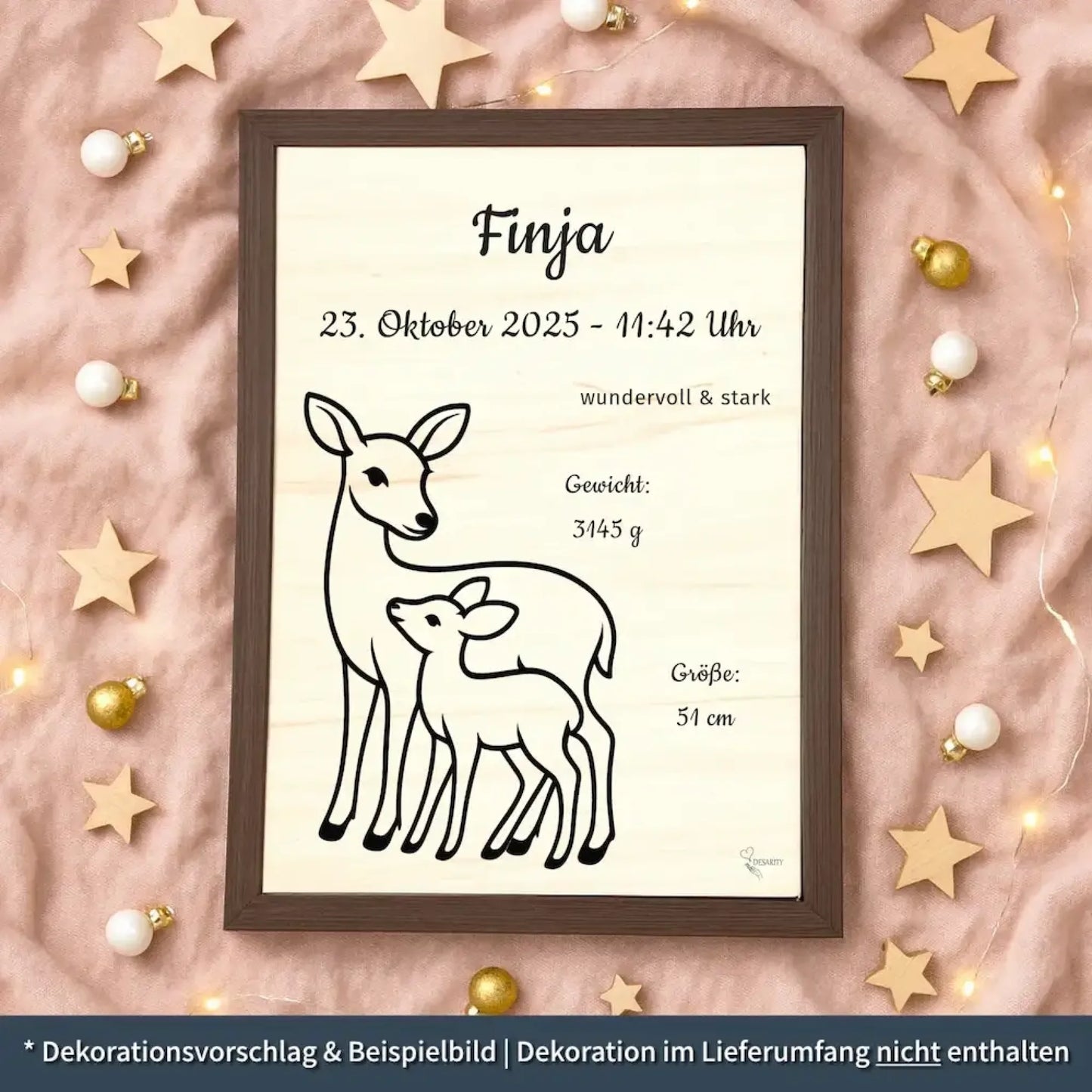 personalisierte Geburtstafel Holz - personalisiertes Weihnachtsgeschenk für Babys