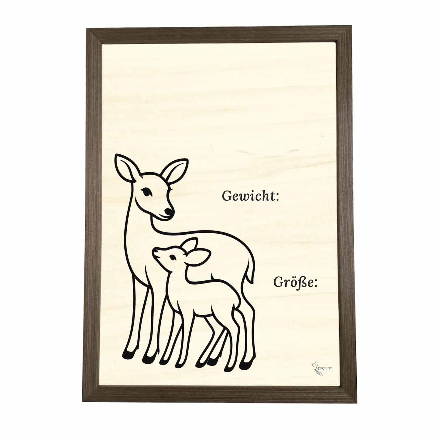 Geburtstafel aus Holz gerahmt