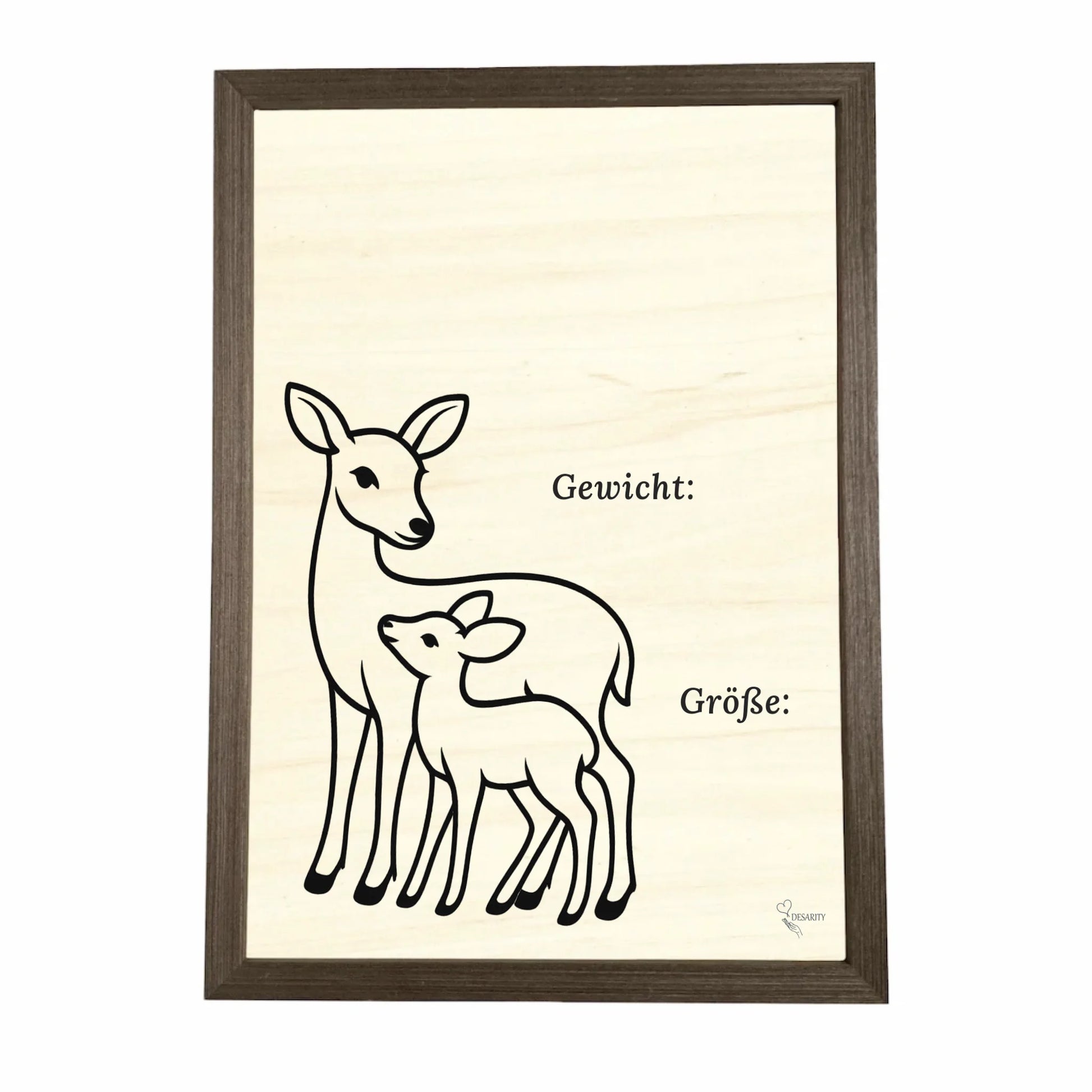 Geburtstafel aus Holz gerahmt