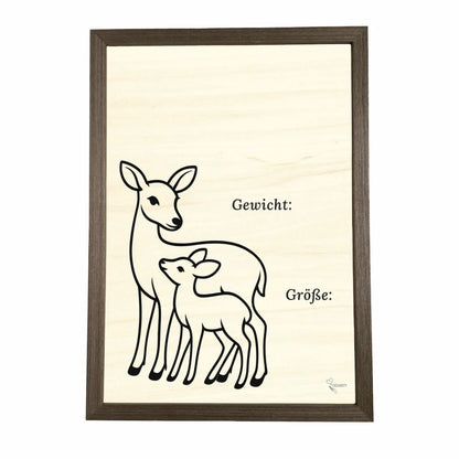 Geburtstafel aus Holz gerahmt