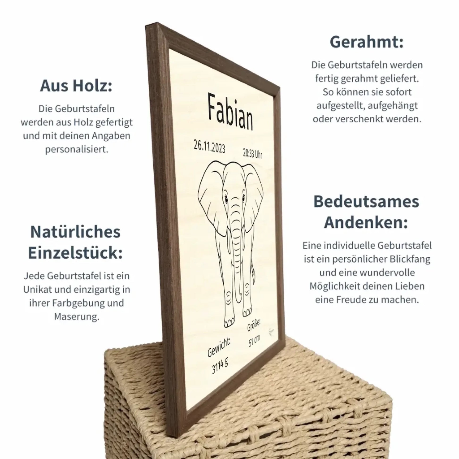 personalisierte Geburtstafel Holz