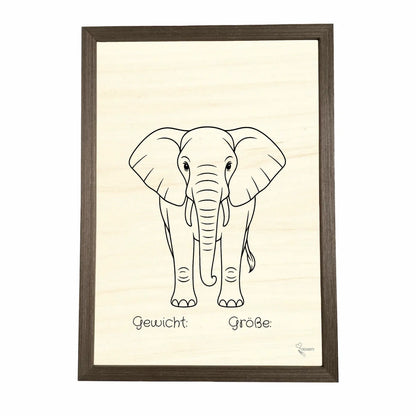 Geburtstafel aus Holz gerahmt