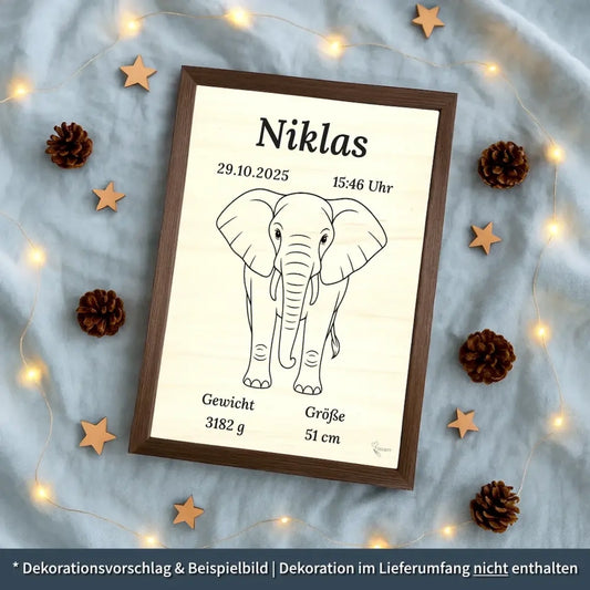 personalisierte Geburtstafel Holz - personalisiertes Weihnachtsgeschenk für Babys