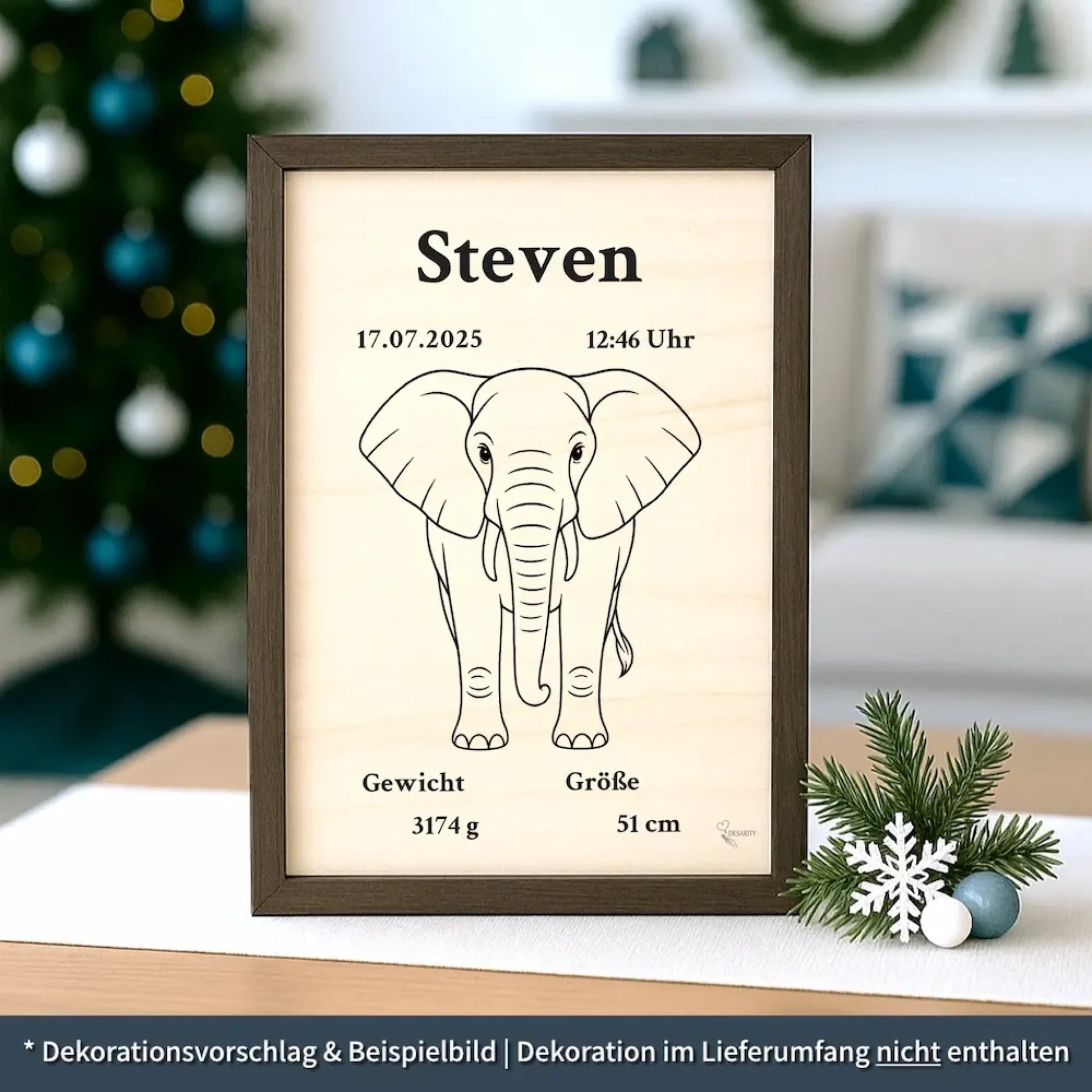 personalisierte Geburtstafel Holz - personalisiertes Weihnachtsgeschenk für Babys