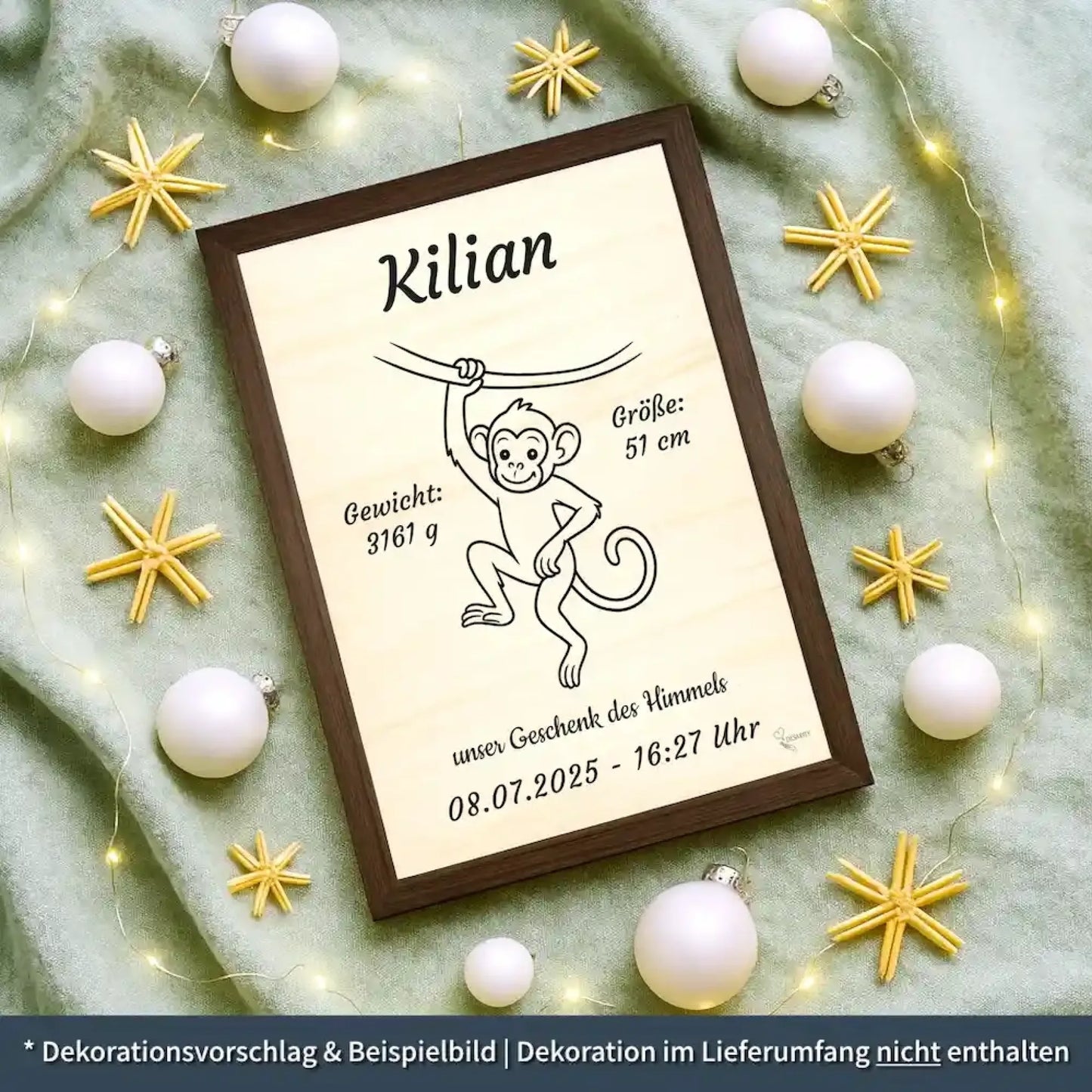 personalisierte Geburtstafel Holz - personalisiertes Weihnachtsgeschenk für Babys