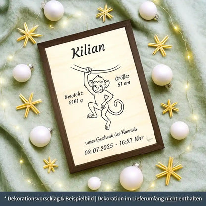 personalisierte Geburtstafel Holz - personalisiertes Weihnachtsgeschenk für Babys