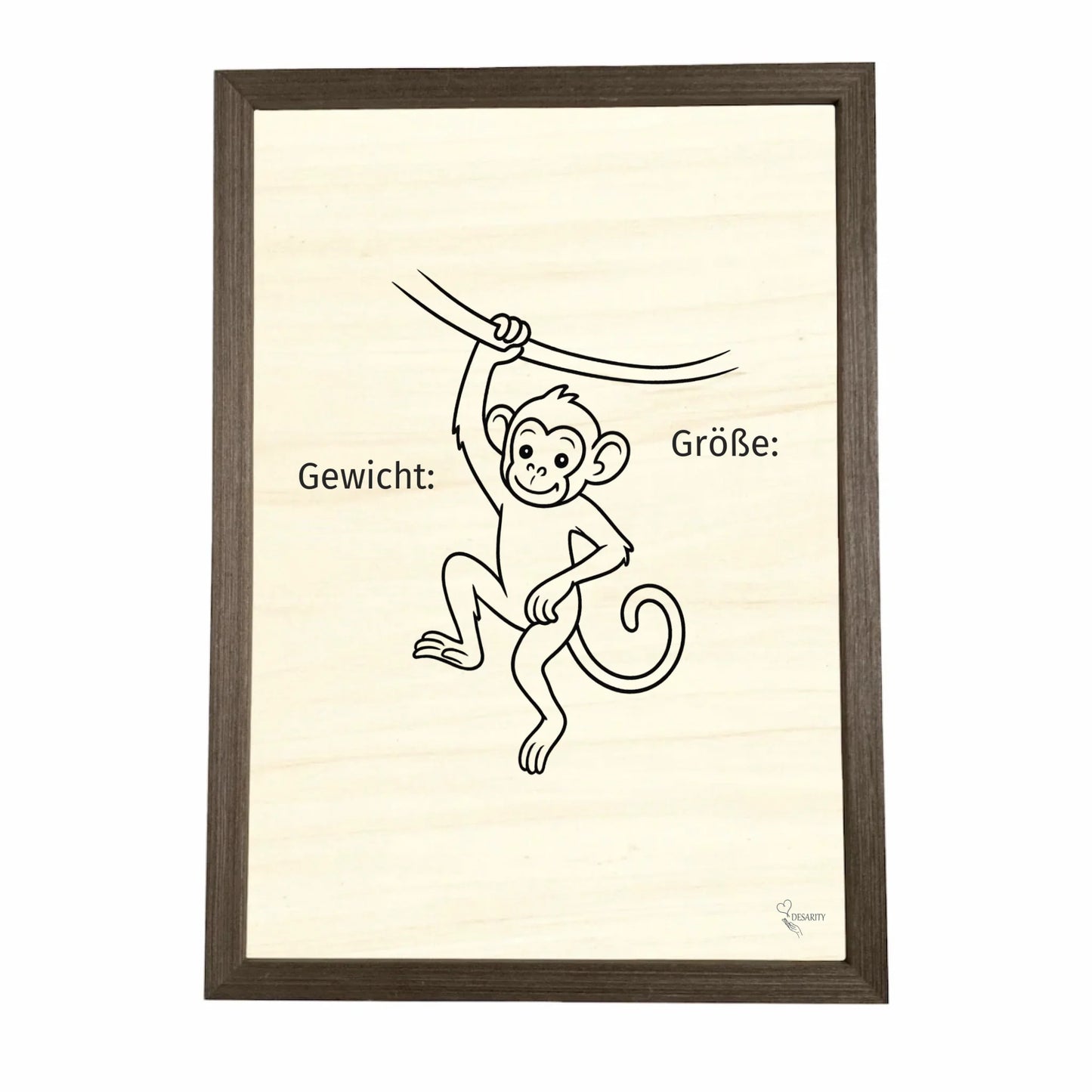 Geburtstafel aus Holz gerahmt