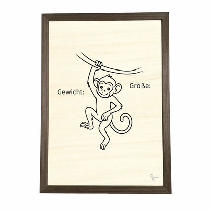 Geburtstafel aus Holz gerahmt