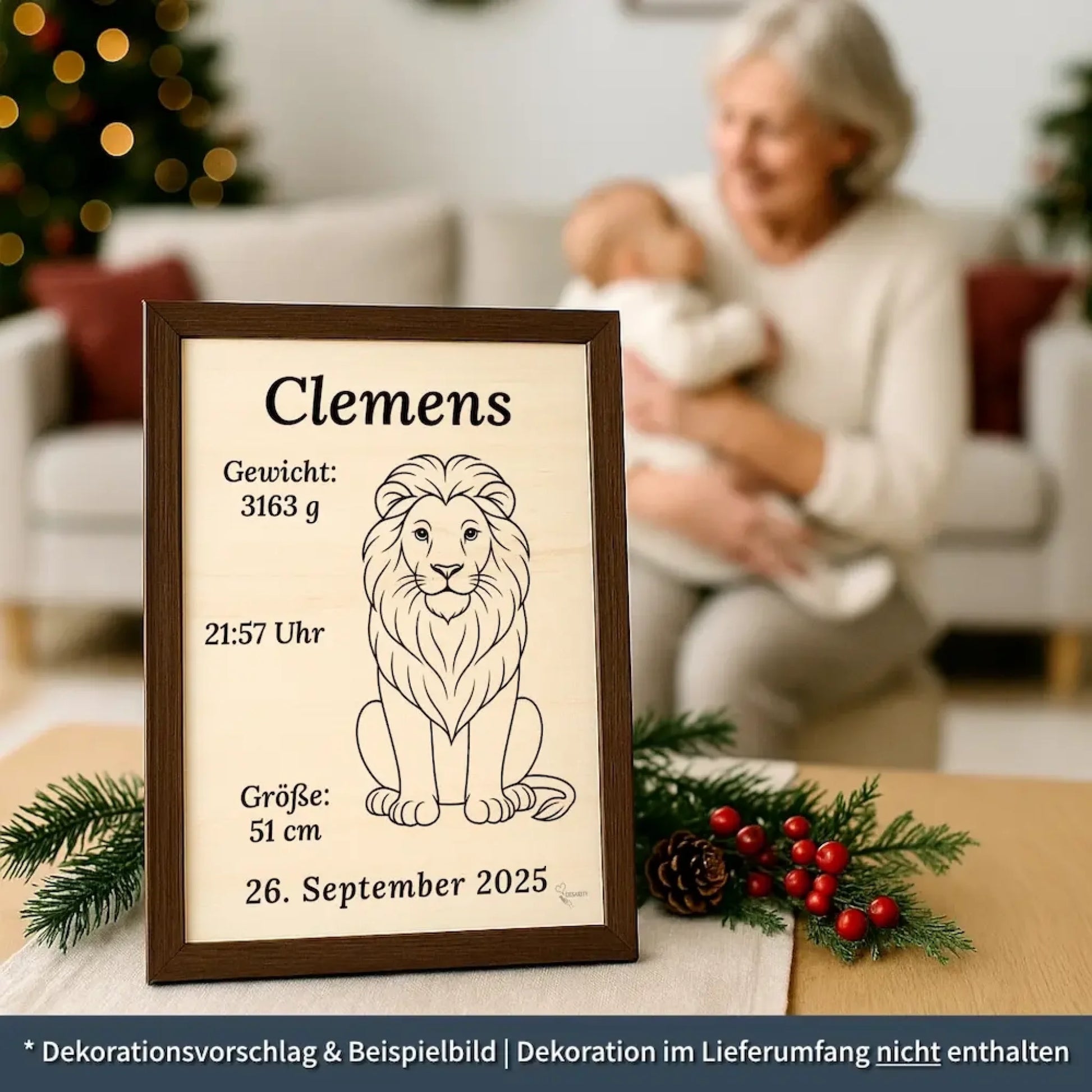 personalisierte Geburtstafel Holz - personalisiertes Weihnachtsgeschenk für Babys