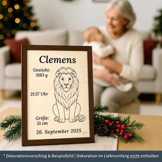 personalisierte Geburtstafel Holz - personalisiertes Weihnachtsgeschenk für Babys