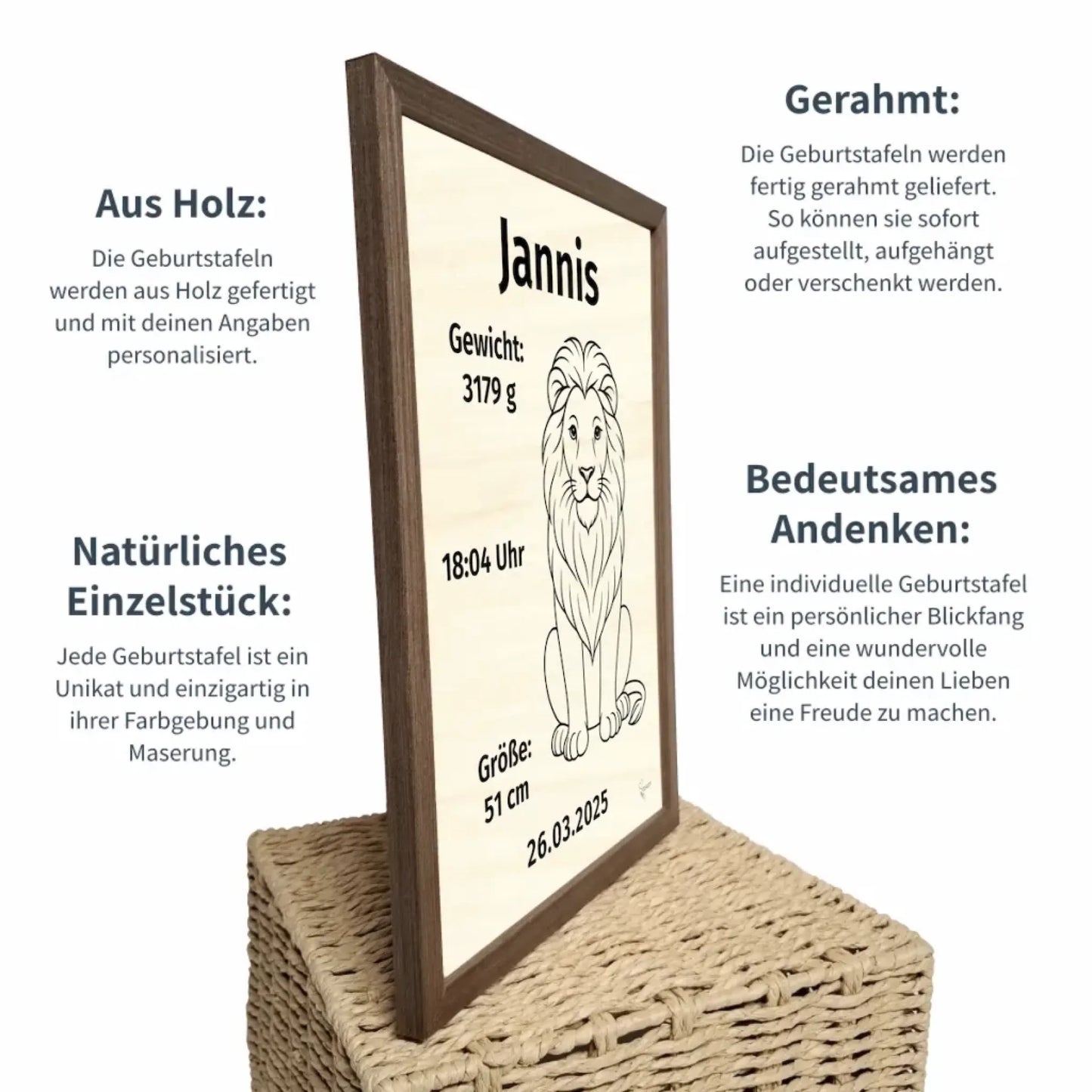 personalisierte Geburtstafel Holz