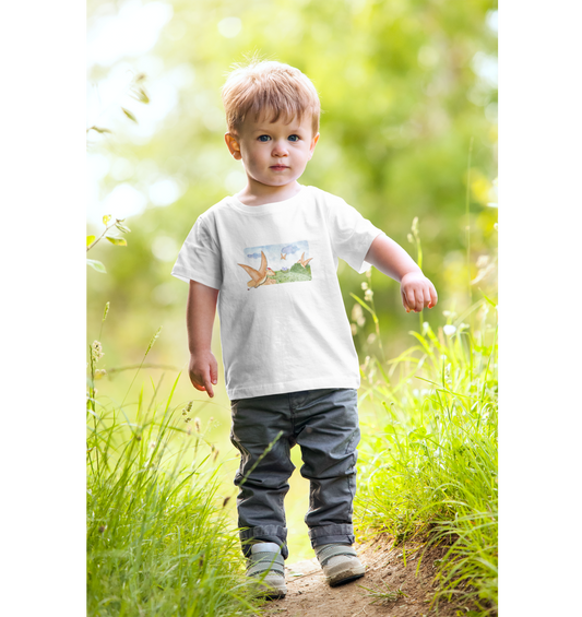 Bio Baumwoll Baby Shirt - Dino Landschaft