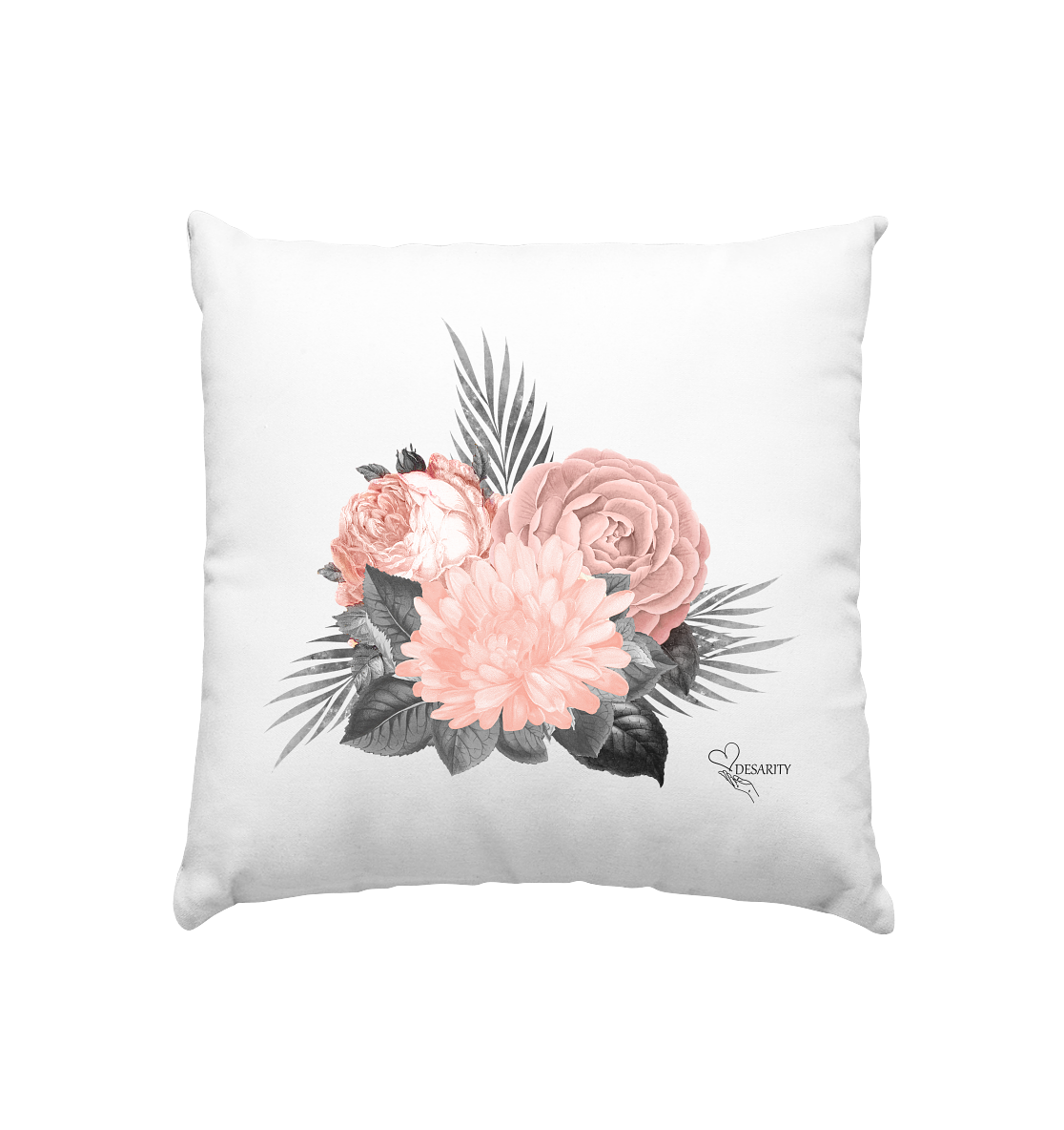 Zierkissen - Florales Design Graphit-Rosé (40x40cm)