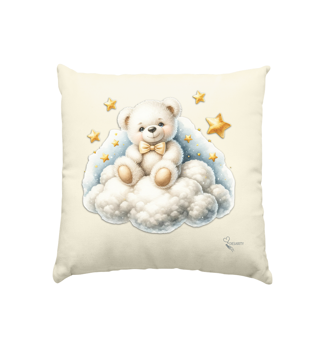Zierkissen Naturfarben - Teddybär auf Wolke sitzend (40x40cm)