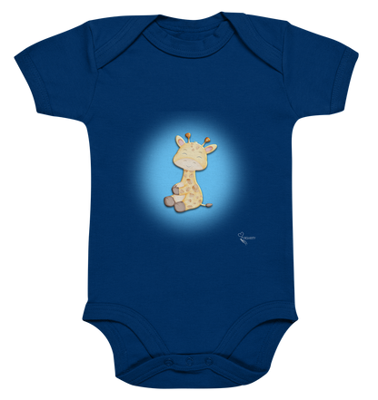 Bio Baumwoll Baby Bodysuite - Sitzende Giraffe Blau