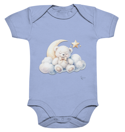 Bio Baumwoll Baby Bodysuite - schlafender Teddybär auf Wolke