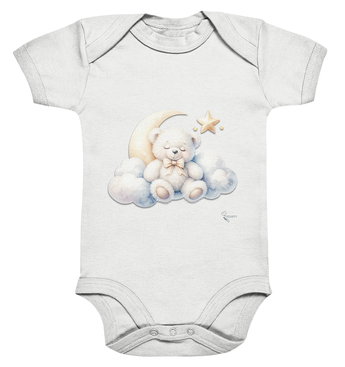 Bio Baumwoll Baby Bodysuite - schlafender Teddybär auf Wolke