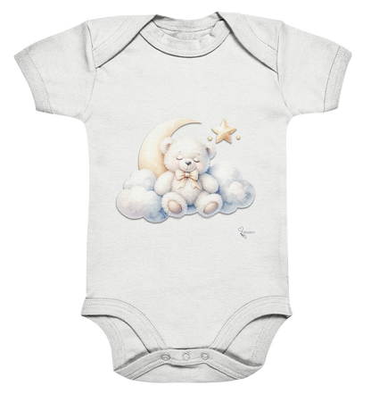 Bio Baumwoll Baby Bodysuite - schlafender Teddybär auf Wolke