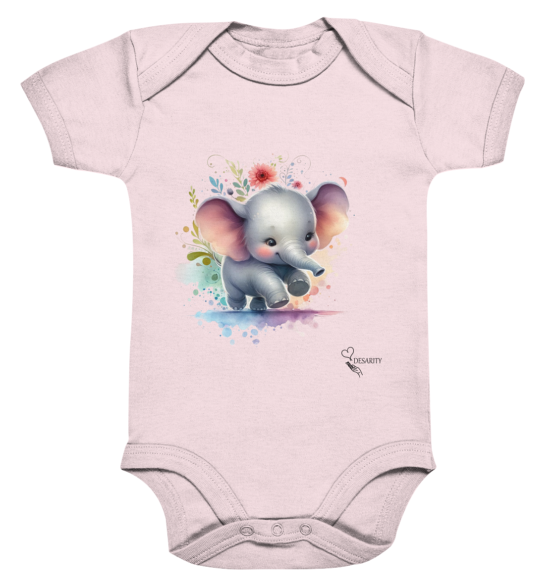 Bio Baumwoll Baby Bodysuite - Baby Elefant Farbenspiel