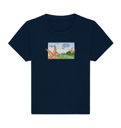 Bio Baumwoll Baby Shirt - Dino Landschaft
